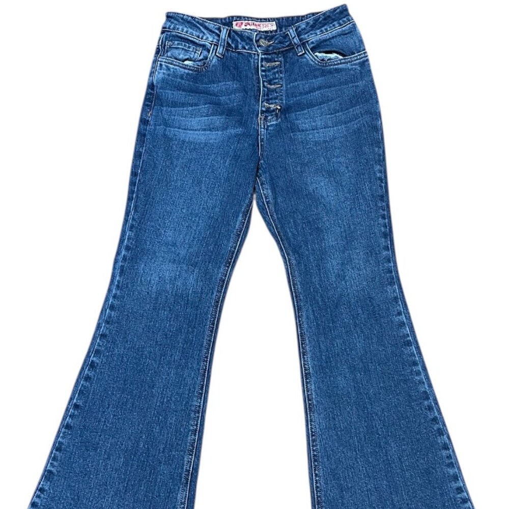 Milan Blue Denim High Rise Flare Button Fly Jeans - Size 2 US